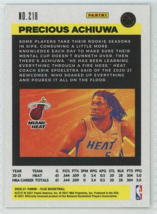 2020-21 Panini Flux #218 Precious Achiuwa RC Miami Heat - Collectible Craze America