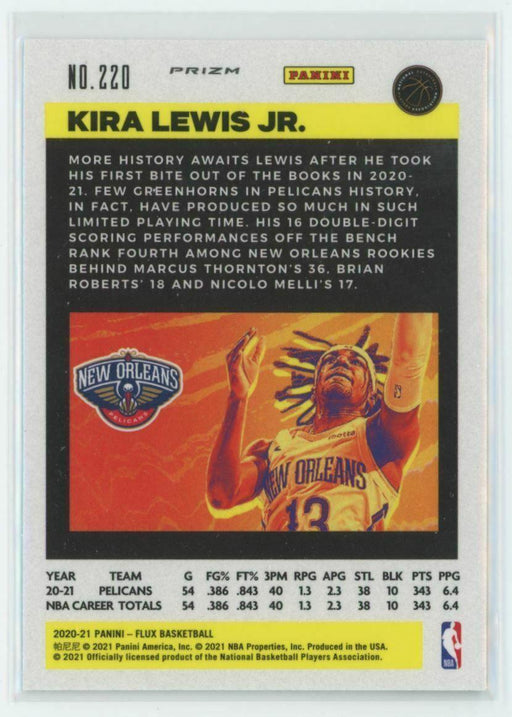 2020-21 Panini Flux #220 Kira Lewis Jr. RC New Orleans Pelicans Silver Mojo - Collectible Craze America