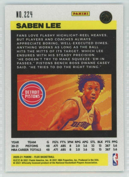 2020-21 Panini Flux #224 Saben Lee RC Detroit Pistons - Collectible Craze America