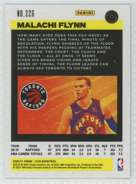 2020-21 Panini Flux #226 Malachi Flynn RC Toronto Raptors - Collectible Craze America