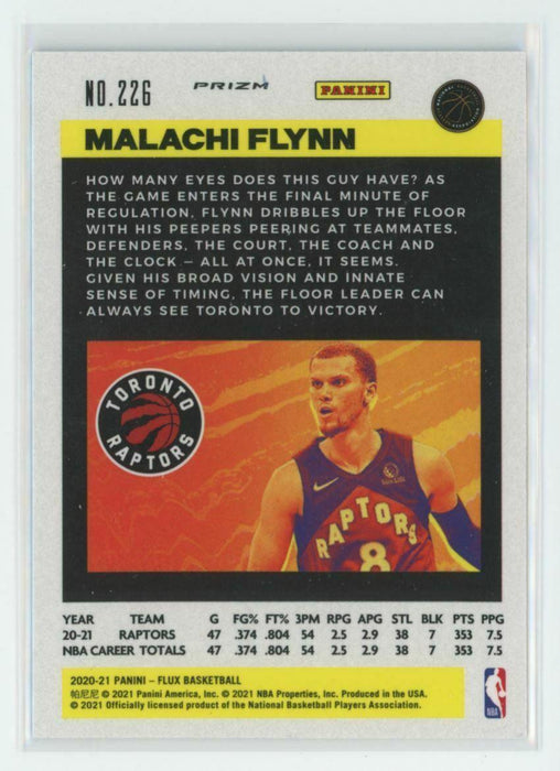 2020-21 Panini Flux #226 Malachi Flynn RC Toronto Raptors Light Blue Prizm - Collectible Craze America