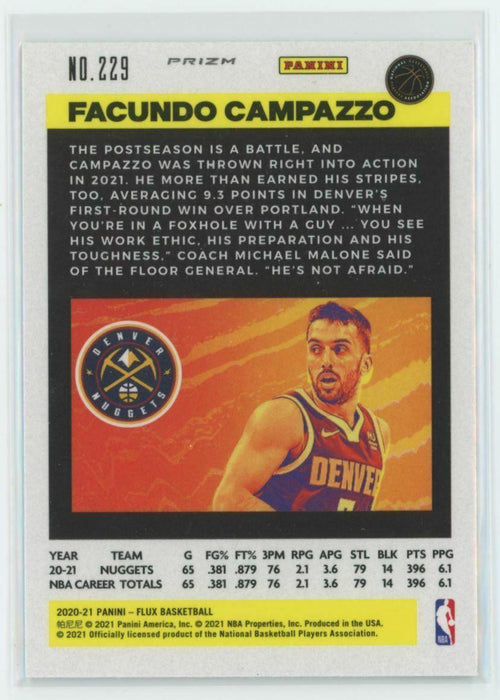 2020-21 Panini Flux #229 Facundo Campazzo RC Denver Nuggets Laser Prizm - Collectible Craze America