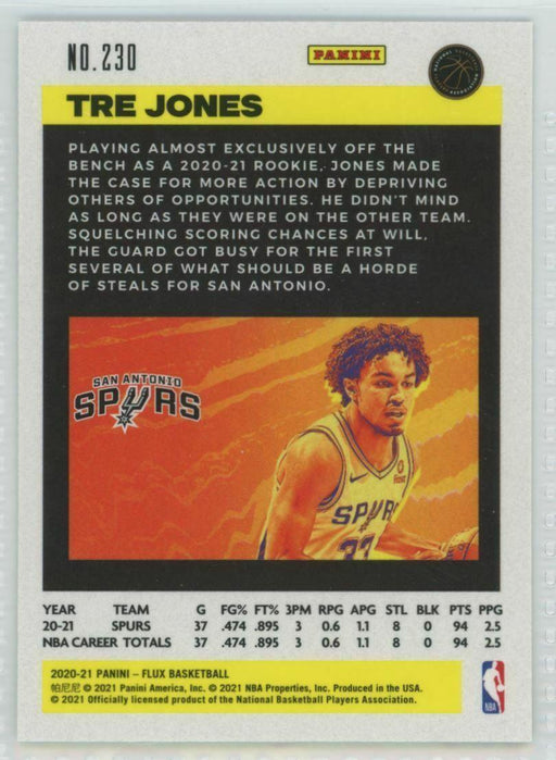 2020-21 Panini Flux #230 Tre Jones RC San Antonio Spurs - Collectible Craze America