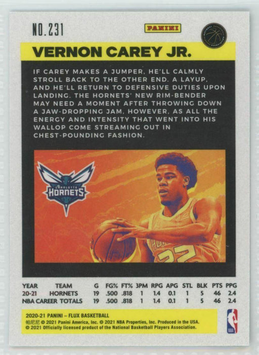 2020-21 Panini Flux #231 Vernon Carey Jr. RC Charlotte Hornets - Collectible Craze America