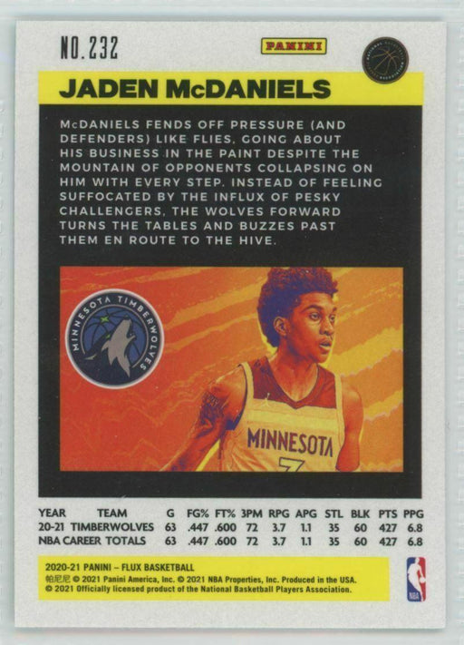 2020-21 Panini Flux #232 Jaden McDaniels RC Minnesota Timberwolves - Collectible Craze America