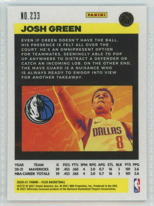 2020-21 Panini Flux #233 Josh Green RC Dallas Mavericks - Collectible Craze America