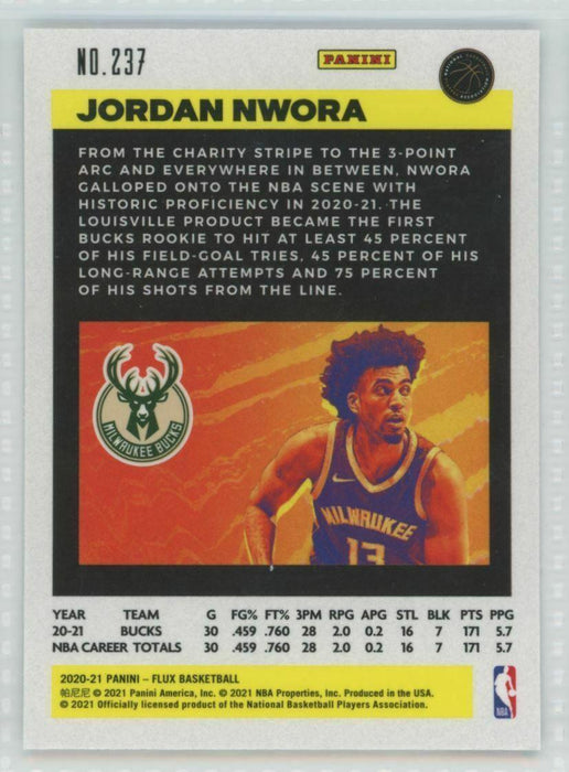 2020-21 Panini Flux #237 Jordan Nwora RC New York Knicks - Collectible Craze America