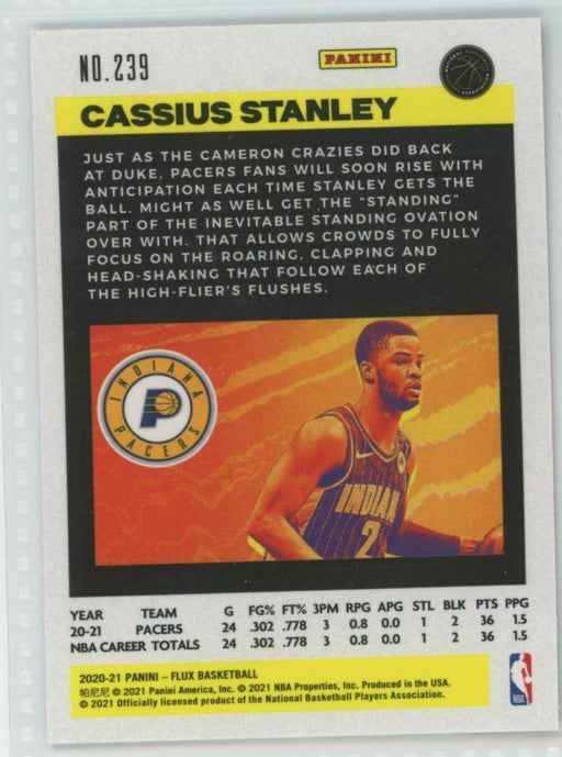 2020-21 Panini Flux #239 Cassius Stanley RC Indiana Pacers - Collectible Craze America