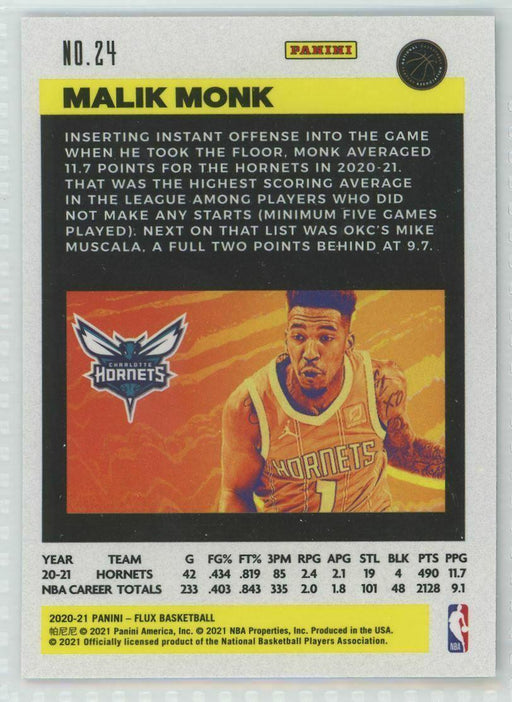 2020-21 Panini Flux #24 Malik Monk Charlotte Hornets - Collectible Craze America