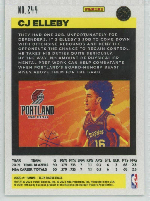 2020-21 Panini Flux #244 CJ Elleby RC Portland Trail Blazers - Collectible Craze America