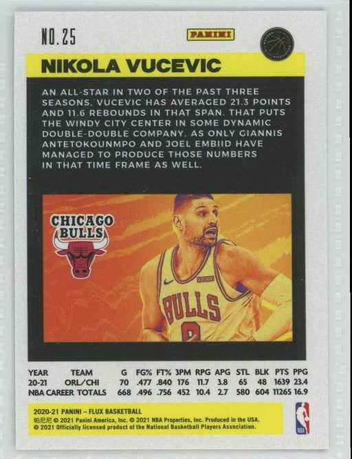 2020-21 Panini Flux #25 Nikola Vucevic Chicago Bulls - Collectible Craze America