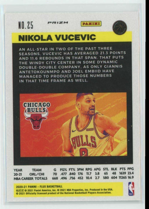 2020-21 Panini Flux #25 Nikola Vucevic Chicago Bulls Silver Mojo Prizm - Collectible Craze America