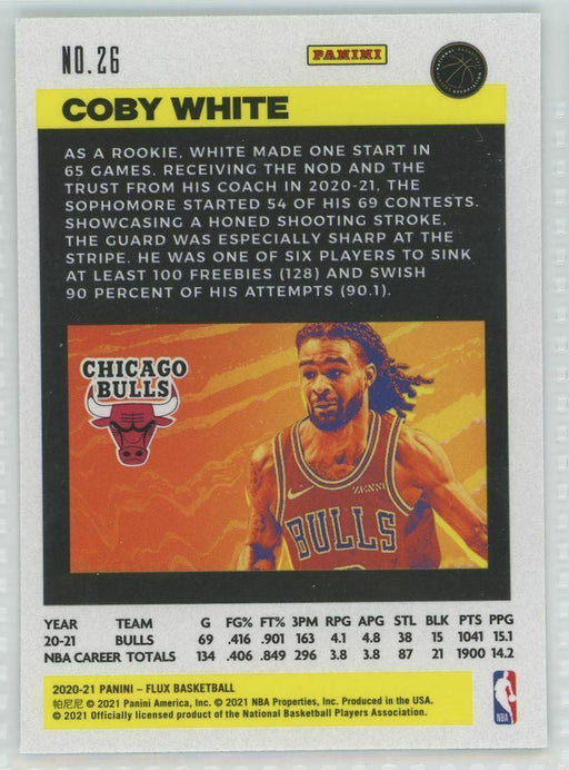 2020-21 Panini Flux #26 Coby White Chicago Bulls - Collectible Craze America