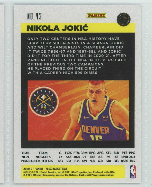 2020-21 Panini Flux #43 Nikola Jokic Denver Nuggets - Collectible Craze America