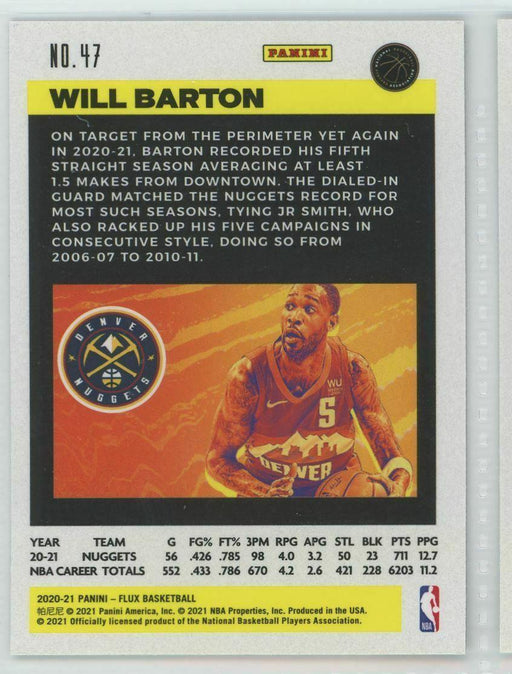 2020-21 Panini Flux #47 Will Barton Denver Nuggets - Collectible Craze America