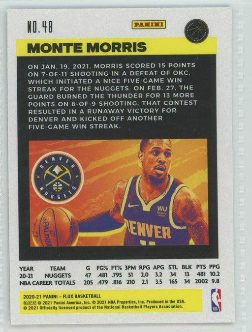 2020-21 Panini Flux #48 Monte Morris Denver Nuggets - Collectible Craze America