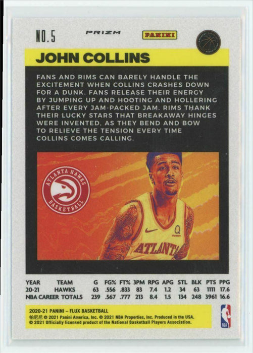 2020-21 Panini Flux #5 John Collins Atlanta Hawks Laser Prizm - Collectible Craze America