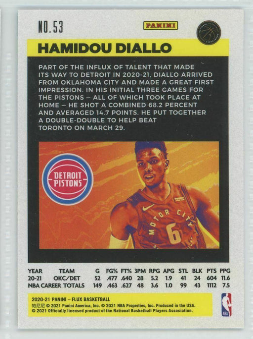 2020-21 Panini Flux #53 Hamidou Diallo Detroit Pistons - Collectible Craze America