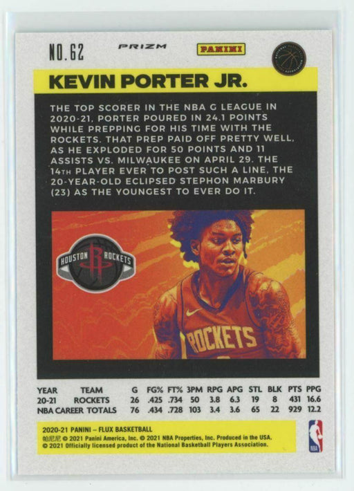 2020-21 Panini Flux #62 Kevin Porter Jr. Houston Rockets Silver Prizm - Collectible Craze America