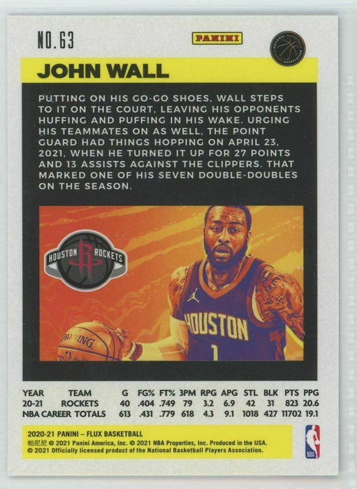 2020-21 Panini Flux #63 John Wall Houston Rockets - Collectible Craze America