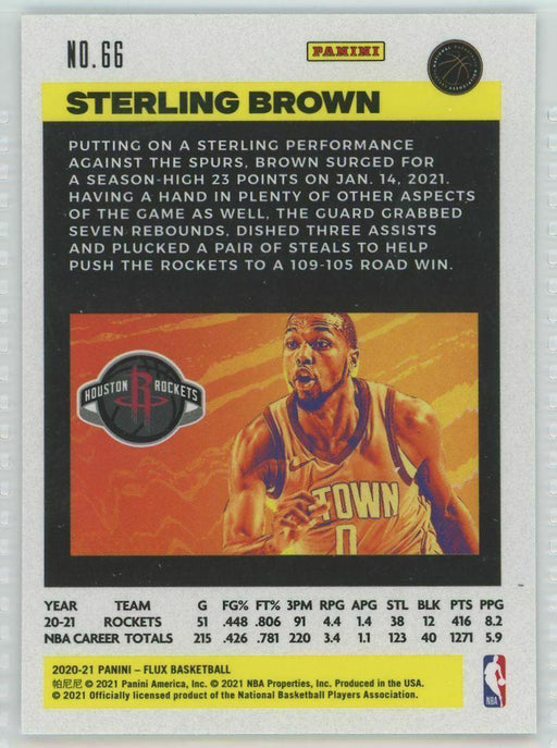 2020-21 Panini Flux #66 Sterling Brown Houston Rockets - Collectible Craze America