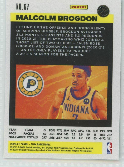 2020-21 Panini Flux #67 Malcolm Brogdon Indiana Pacers - Collectible Craze America