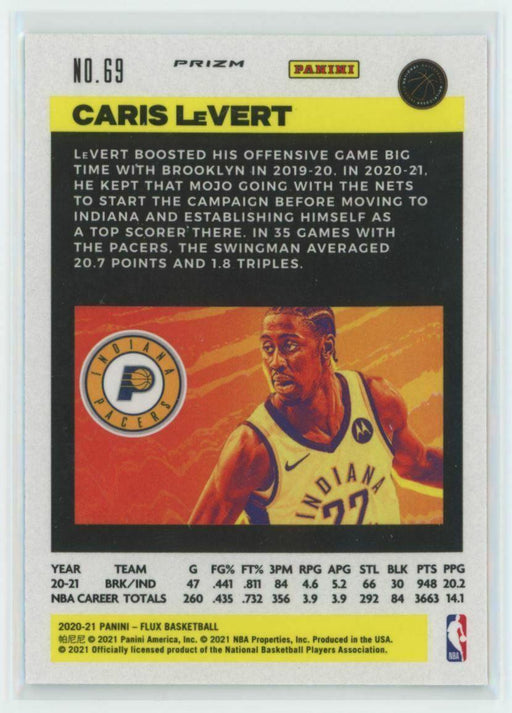 2020-21 Panini Flux #69 Caris LeVert Indiana Pacers Silver Mojo Prizm - Collectible Craze America