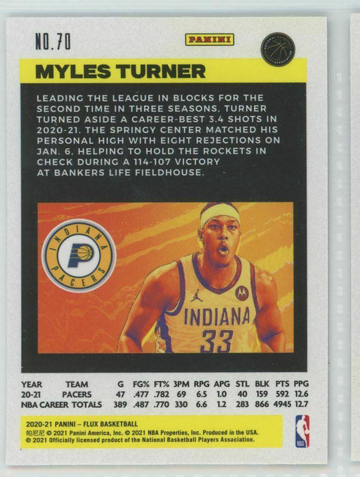 2020-21 Panini Flux #70 Myles Turner Indiana Pacers - Collectible Craze America