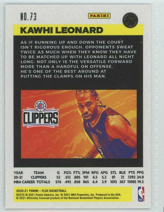 2020-21 Panini Flux #73 Kawhi Leonard Los Angeles Clippers - Collectible Craze America