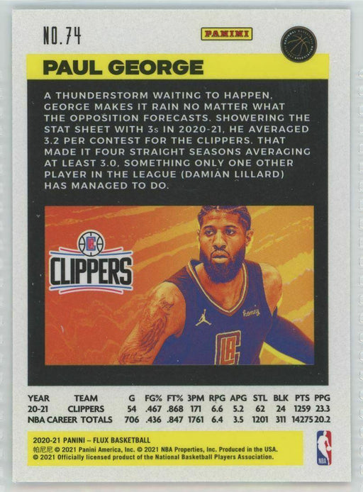 2020-21 Panini Flux #74 Paul George Los Angeles Clippers - Collectible Craze America