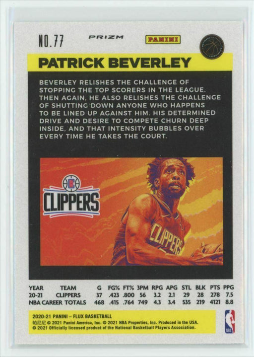 2020-21 Panini Flux #77 Patrick Beverley Los Angeles Clippers Silver Prizm - Collectible Craze America