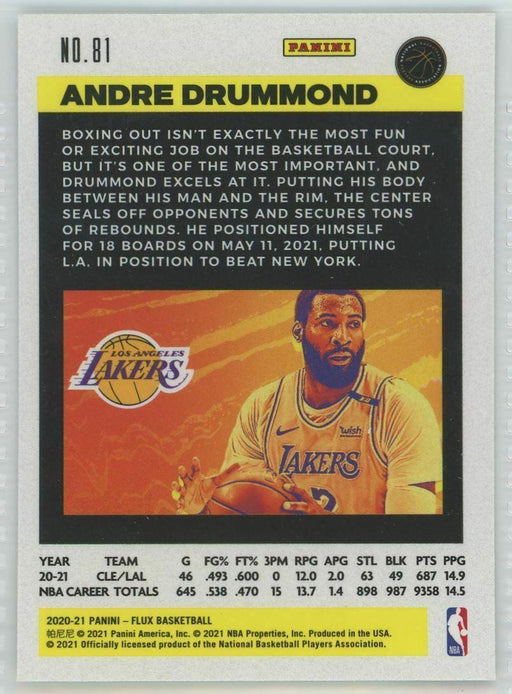 2020-21 Panini Flux #81 Andre Drummond Los Angeles Lakers - Collectible Craze America