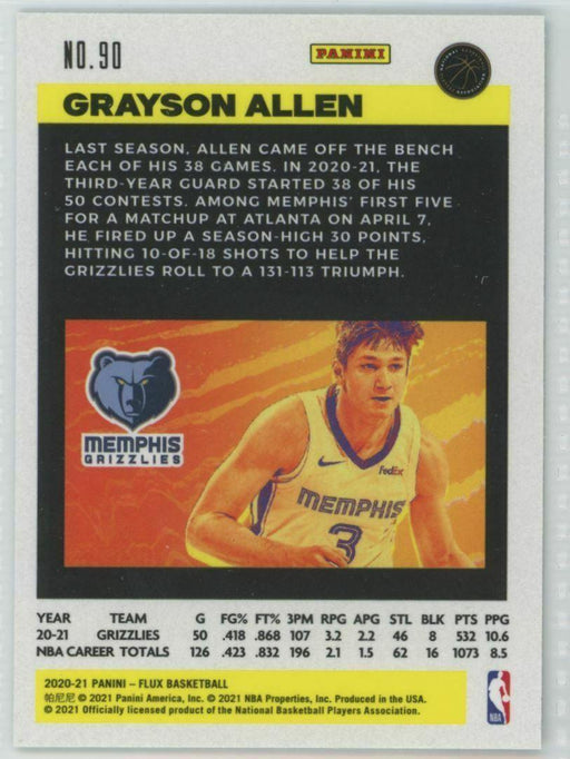 2020-21 Panini Flux #90 Grayson Allen Memphis Grizzlies - Collectible Craze America