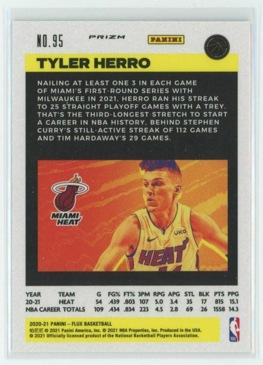 2020-21 Panini Flux #95 Tyler Herro Miami Heat Silver Mojo Prizm - Collectible Craze America