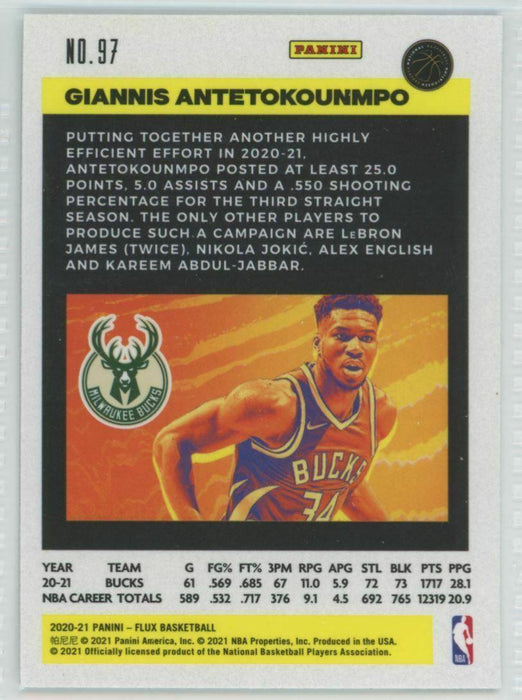 2020-21 Panini Flux #97 Giannis Antetokounmpo Milwaukee Bucks - Collectible Craze America