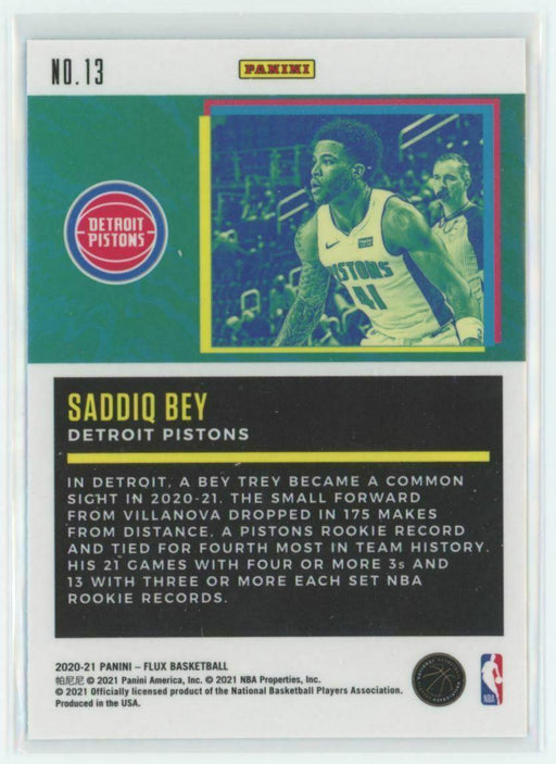 2020-21 Panini Flux Freshman Year #13 Saddiq Bey Detroit Pistons - Collectible Craze America