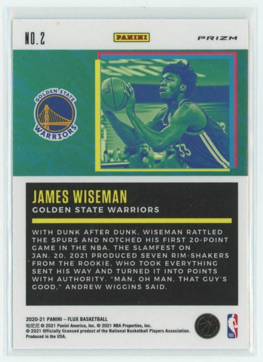 2020-21 Panini Flux Freshman Year #2 James Wiseman Golden State Warriors Silver - Collectible Craze America