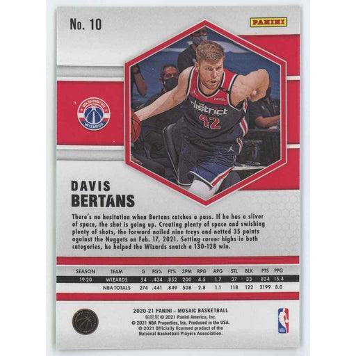 2020-21 Panini Mosaic Basketball #10 Davis Bertans Washington Wizards - Collectible Craze America