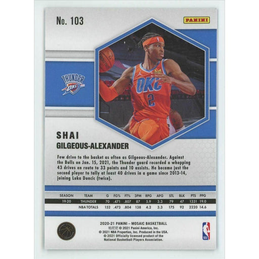 2020-21 Panini Mosaic Basketball #103 Shai Gilgeous-Alexander Oklahoma City - Collectible Craze America