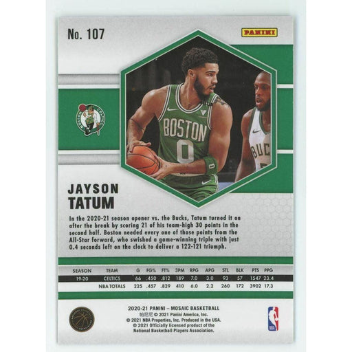 2020-21 Panini Mosaic Basketball #107 Jayson Tatum Boston Celtics - Collectible Craze America