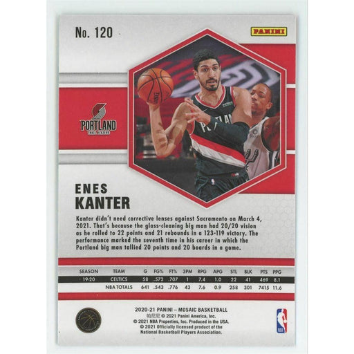 2020-21 Panini Mosaic Basketball #120 Enes Kanter Portland Trail Blazers - Collectible Craze America