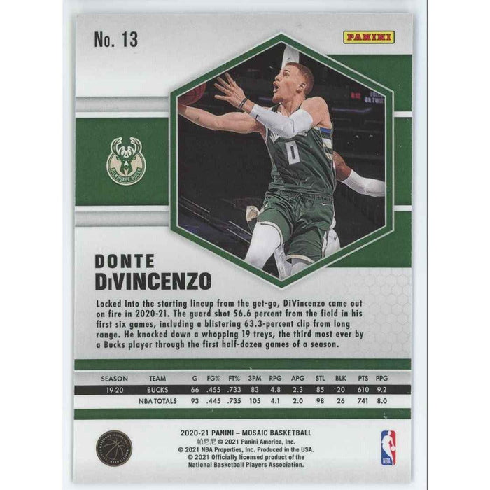 2020-21 Panini Mosaic Basketball #13 Donte DiVincenzo Milwaukee Bucks - Collectible Craze America