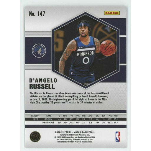 2020-21 Panini Mosaic Basketball #147 D'Angelo Russell Minnesota Timberwolves - Collectible Craze America