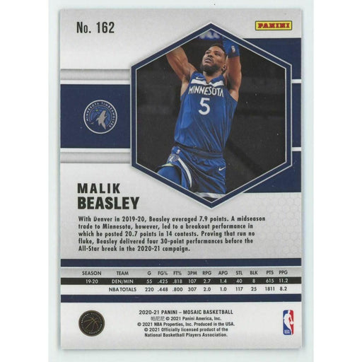 2020-21 Panini Mosaic Basketball #162 Malik Beasley Minnesota Timberwolves - Collectible Craze America