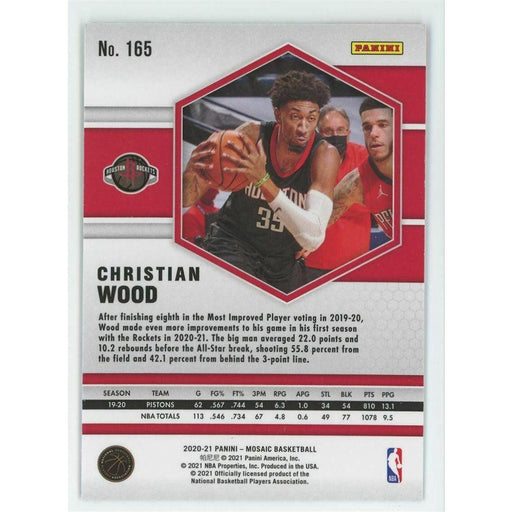 2020-21 Panini Mosaic Basketball #165 Christian Wood Houston Rockets - Collectible Craze America