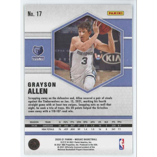 2020-21 Panini Mosaic Basketball #17 Grayson Allen Memphis Grizzlies - Collectible Craze America