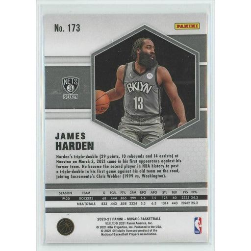 2020-21 Panini Mosaic Basketball #173 James Harden Brooklyn Nets - Collectible Craze America