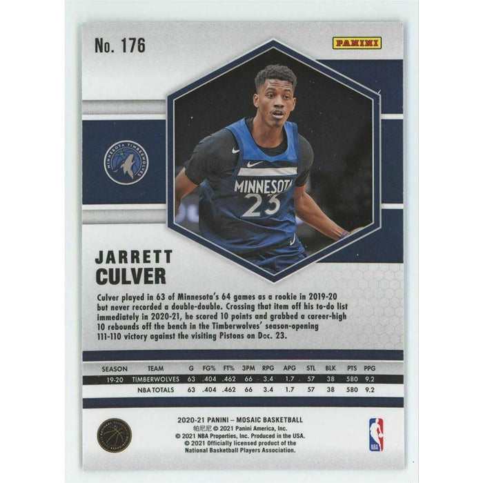 2020-21 Panini Mosaic Basketball #176 Jarrett Culver Minnesota Timberwolves - Collectible Craze America