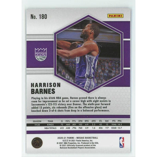 2020-21 Panini Mosaic Basketball #180 Harrison Barnes Sacramento Kings - Collectible Craze America