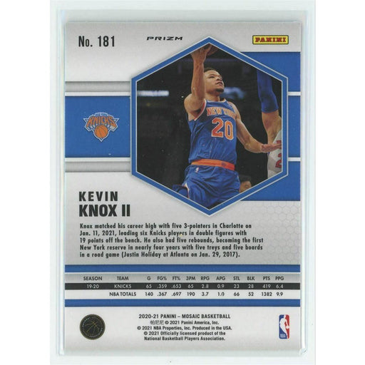 2020-21 Panini Mosaic Basketball #181 Kevin Knox II New York Knicks Blue Prizm - Collectible Craze America